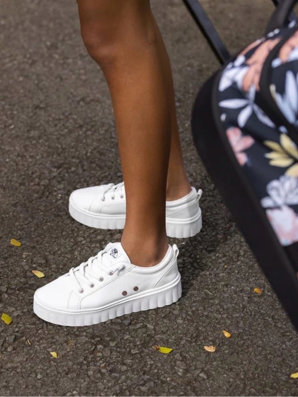 Roxy Sheilahh White Platform Lace-Up Sneakers for Women